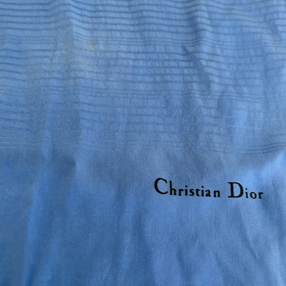 Christina dior blue cobalt silk scarf with super thin stripe detail hand rolled